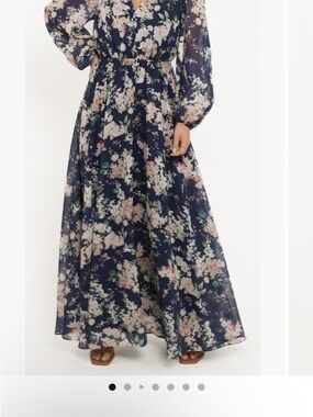 Petal & Pup Navy Floral Maxi Dress with Cream & Pink Blossoms